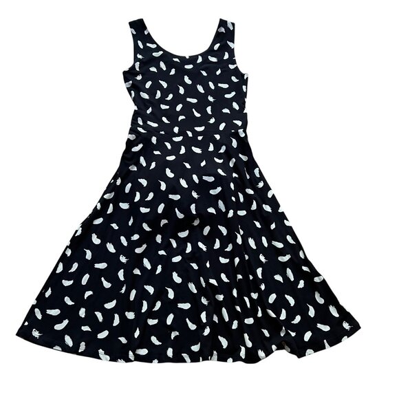 Boden Size 8R Black & White Brushstrokes Sleeveless Tie Waist Ballet Midi Dress - Picture 2 of 16